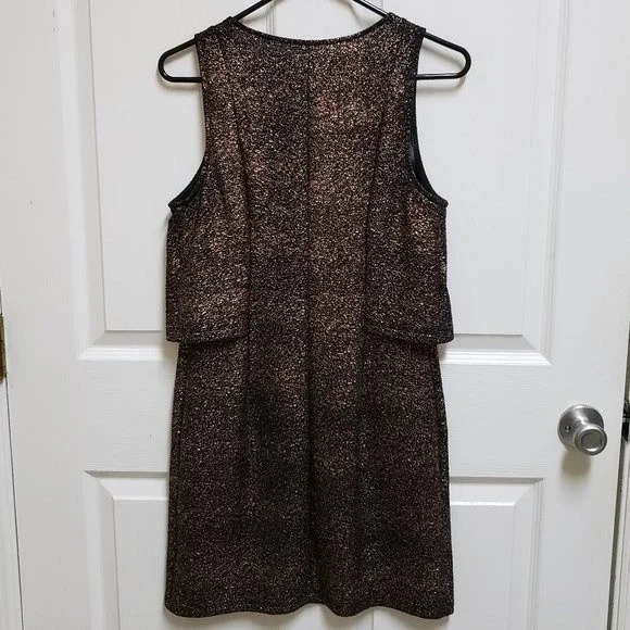 Everly M Black with Metallic Sparkle Layered Look Sleeveless Dress - Picture 2 of 11